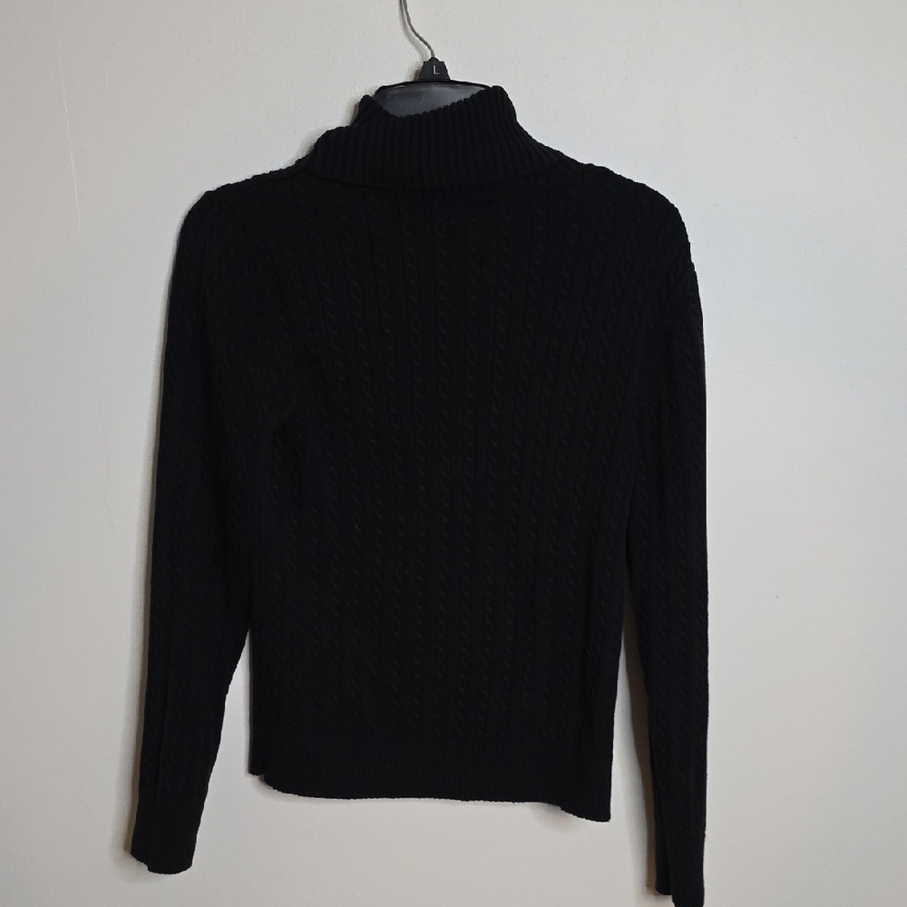 American Living Black Cable Knit Turtleneck Sweater - Picture 5 of 5
